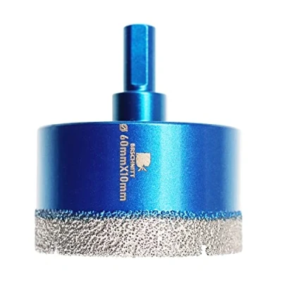 Image of Dry Diamond Core Drill Bit Set,BRSCHNITT 60mm Hole Saw with Triangle Shank for Porcelain Tile Ceramic Stone Granite Marble