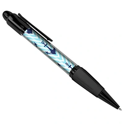 Image of DV DESIGN Blue Nautical Anchor Black Ballpoint Pen Art Print Cover Student #8848
