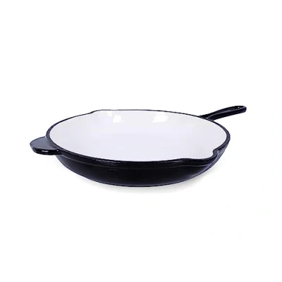Image of ECHTWERK Cast Iron Frying Pan with Enamel Coating, Oven Two Handles and Spout, Suitable for Ovens, Grills, BBQ Induction Cookers, Diameter 26.5 cm, Black