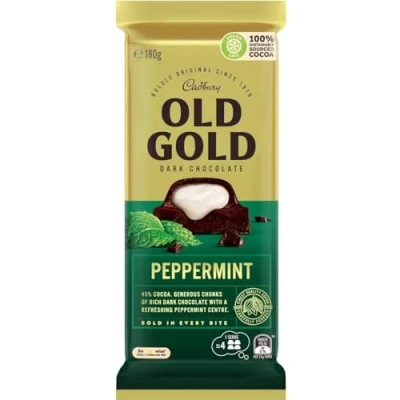Image of Old Gold Dark Chocolate Peppermint Cadbury Bar 180g