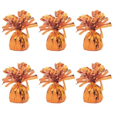Image of Foil Helium Balloon Weights Pack of 6 Durable &amp; Colourful Orange for Birthdays Parties, Events Celebrations Perfect Weight Holders