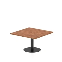 Image of Italia 800mm Square Coffee Table Walnut Top 475mm High Black Leg