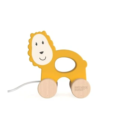 Image of Matchstick Monkey, Playtime Wooden Pull Along Toy, Race or Push to Encourage Imaginative and Creative Play, Easy Grip, 12 Months Old+, Lion