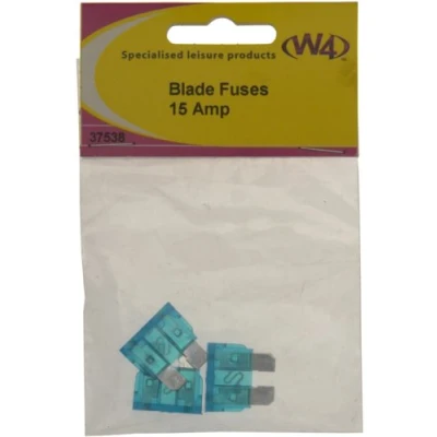 Image of W4 15 Amp Blade Fuses (Pack of 3) Blue