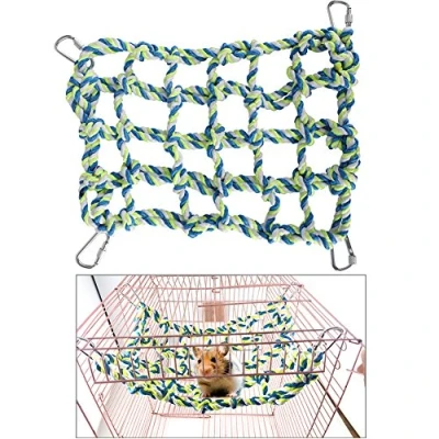 Image of DesignerBox Small Pet Animal Hamster Hammock for Cage, House Hanging Bed Cage Activity Toys Cotton Rope Nets Mice Rats Ferret Chinchilla Guinea Pig