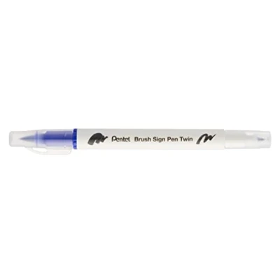 Image of Pentel Brush Sign Pen Twin Tip Blue Pack of 10