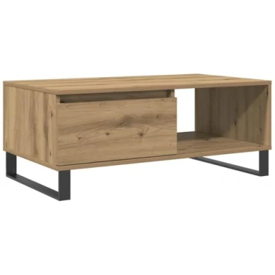 Image of vidaXL Coffee Table/Side Table Modern Rectangular Engineered Wood/Metal Furniture with Storage for Living Room/Hallway Color: Artisan Oak, Size: 90 x 50 36.5 cm