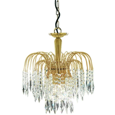 Image of Waterfall Crystal Chandelier 3 Light Gold Finish, E14