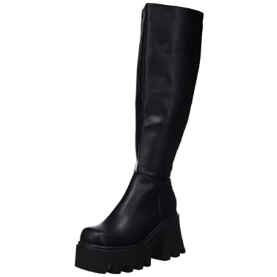 Image of LAMODA Women&#039;s Ready wide fit Knee high boot, Black PU, 3.5 UK