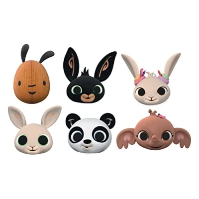Image of Star Cutouts SMP451 Bing Bunny Six Pack Cardboard Face Masks Featuring Charlie, Coco, Pando Sula, Flop and