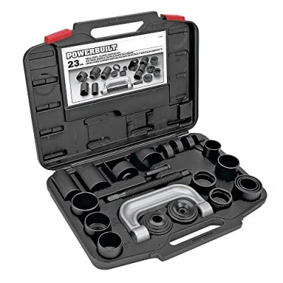 Image of Powerbuilt Ball and U Joint Service Set, 23 Piece Tool Kit, Remove Install Joints, Receiving Tube, Adapters, Sockets 648617 , Black