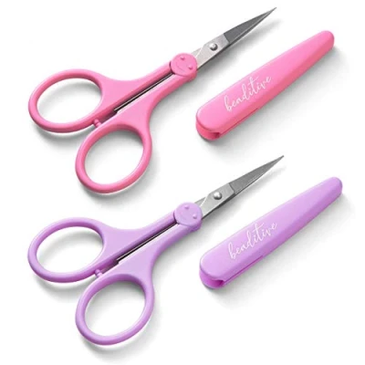 Image of Beaditive High Precision Detail Scissors Set (2 Pc) Sharp, Fine Tips Paper Cutting, Scrapbooking, Sewing, Crafting Stainless Steel Protective Cover (Pastel)