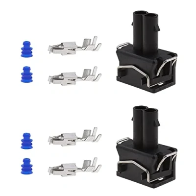 Image of ECSiNG 2 Sets Pin Female Connectors with Terminals &amp; Seals Compatible VW Skoda Seat 357972752 Auto Waterproof Repair Kit Turning Lamp Holder Connector