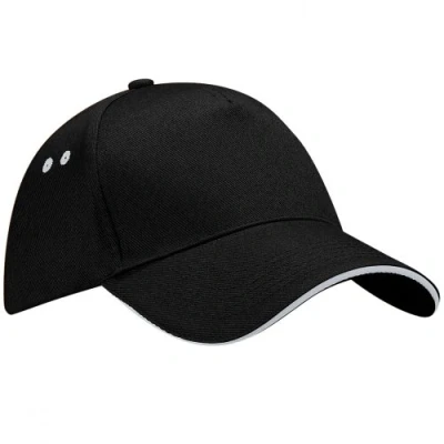 Image of Beechfield B15C Baseball Cap, Black &amp; Light Grey, One Size