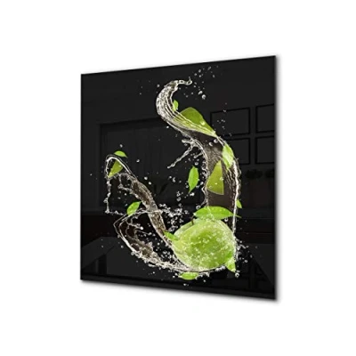 Image of Concept Crystal Stylish Tempered Glass backsplash kitchen splashback upstand BS09 Water splash Series: Lime In 2