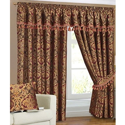 Image of Online Bedding Store Fully Lined Pencil Pleat Heavy Chenille Georgia Curtains Pair (Curtains 66″x 54″ (167 x 137 cm))