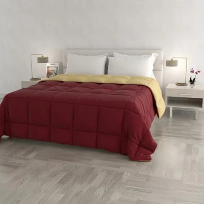 Image of Italian Bed Linen Winter Quilt Elegant,260 x 260 cm,Burgundy/Cream