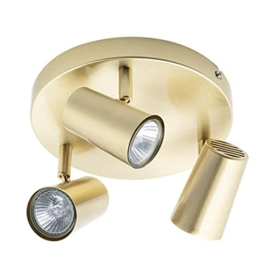 Image of LITECRAFT Chobham Spotlight Plate Adjustable GU10 Ceiling 3 Light Satin Brass