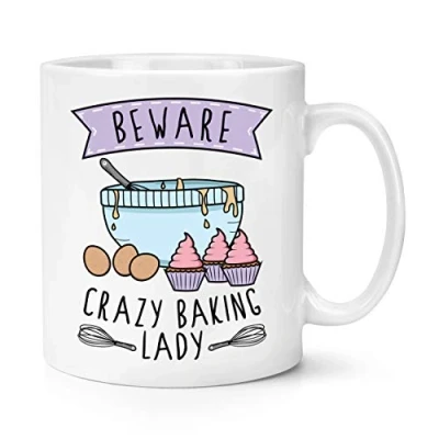 Image of Beware Crazy Baking Lady 10oz Mug Cup