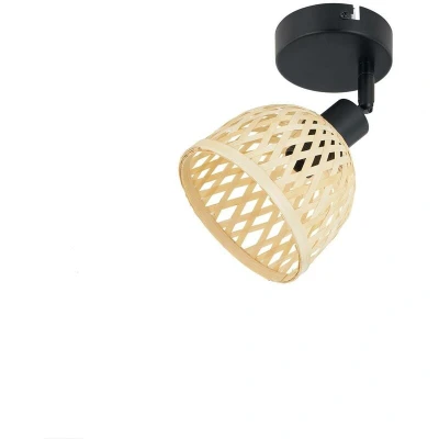 Image of Lindby downlight Youstin, Ø 12.5 cm, bamboo, E14