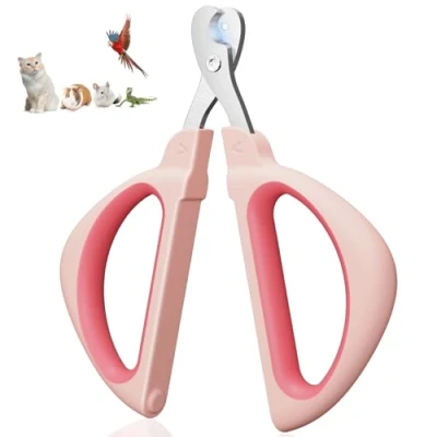 Image of Euqvunn Cat Nail Clippers, Professional Claw Clipper with Safe Positioning Hole, Pet Clippers Suitable for Rabbits, Guinea Pigs, Birds, Puppies, and Small Animals (Pink)