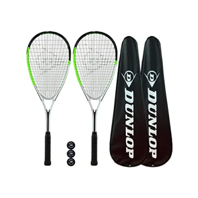Image of Dunlop Hyper Lite Max Squash Racket Twin Pack, inc Full Protective Covers &amp; 3 Balls