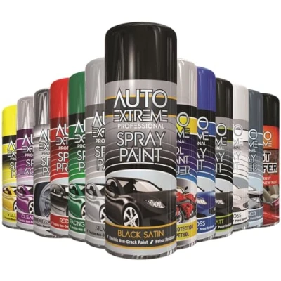 Image of AlezyB 1 x Auto Extreme Black Satin Spray Paint 400ml Professional Quality, Perfect Finish Multipurpose Aerosol for Cars, Bikes,Vans, Metal, Wood