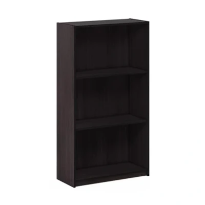 Image of Furinno Basic 3 Tier Bookcase Storage Shelves, Dark Walnut