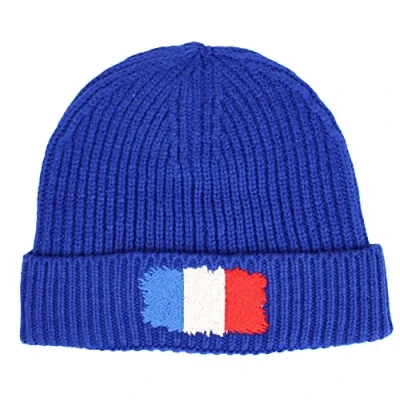 Image of TeddyTs Men&#039;s France French Flag Thermal Beanie Hat Royal Blue