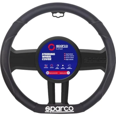 Image of SPARCO SPS113 Steering wheel cover &#039;Flat Bottom&#039; Black compatible with Citroën/Peugeot/Renault/Toyota/Volkswagen