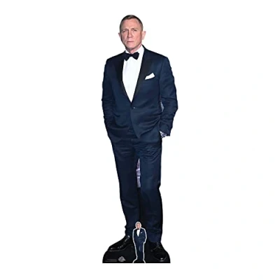 Image of Star Cutouts CS1050 Daniel Craig Black Suit Lifesize Cardboard Cutout With Mini Actor