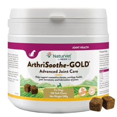Image of NaturVet ArthriSooth GOLD Advanced Joint Care Supplement for Dogs with Glucosamine, Chondroitin, Green Lipped Mussel, Soft Chews No Wheat Added (120 Chews)