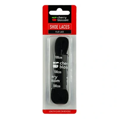 Image of Cherry Blossom Footwear Flat Shoelaces, Black, 100 UK