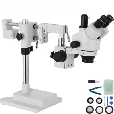 Image of VEVOR 3.5X 90X Simul Focal Stereo Microscope 360Swiveling Trinocular with Dual Arm Boom