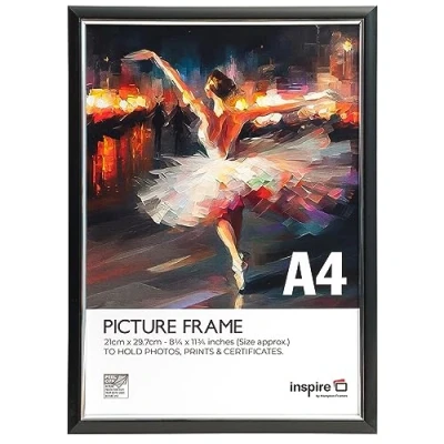 Image of Inspire By Hampton EASYLOADER A4 (21x30cm) Black Picture Poster Frame Plexi (Non Glass) 1 Pack IBH EASA4BKP PK1