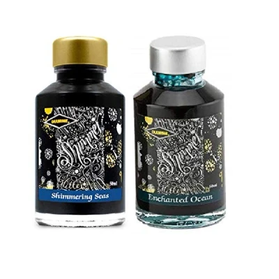 Image of Diamine 50ml Fountain Pen Ink 2 Pack Enchanted Ocean &amp; Shimmering Seas
