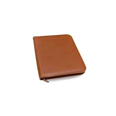 Image of Maruse Luxury Leather Portfolio Zip Around Executive Folio &amp; Organiser, Laptop iPad Sleeve Handmade in Italy, Cognac