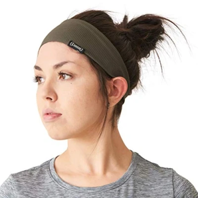 Image of Casualbox Sports Headband Yoga Hairband Sweat Wicking Moisture Absorbing Khaki(Size: One Size)