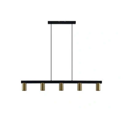 Image of Lindby Baliko hanging light, 116 cm, 5 bulb, brass, black
