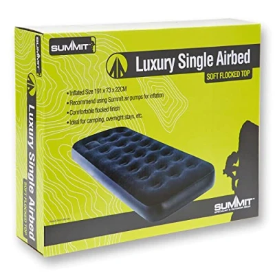 Image of VFM Luxury Flocked Single Airbed Camping Summit Outdoor Leisure