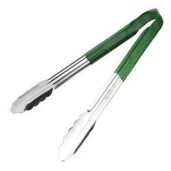 Image of Hygiplas Colour Coded Green Serving Tongs 300mm