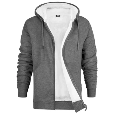 Image of CityComfort Mens Hoodie with Fleece Lining Zip Men Teenagers M 3XL Warm Cosy Outerwear Full Loungewear Gifts for Him (Charcoal, 3XL)