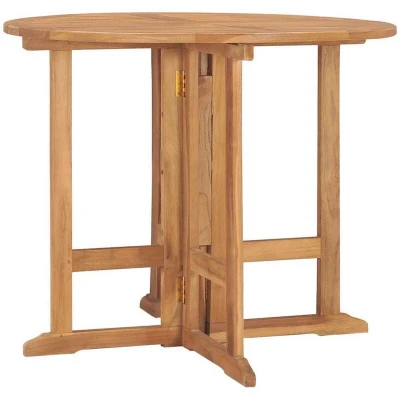 Image of vidaXL Folding Garden Dining Table Ø90x75 cm Solid Teak Wood