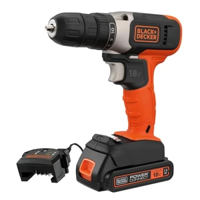 Image of Black+Decker 18V Lithium Ion Drill Driver with A 1.5Ah Battery