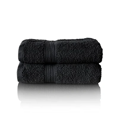 Image of Glart Premium Set of Terry Hand Towels, Colour: Black, 2X Towels 50 X 100 cm