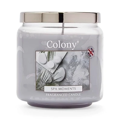 Image of Wax Lyrical, Colony Spa Moments Medium Candle Jar, Burn Time of Up to 75 Hours, Grey