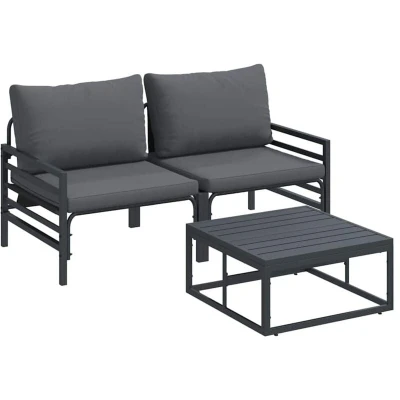 Image of Vidaxl Garden Sofa Set 3 pcs Anthracite Steel