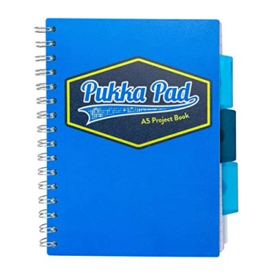 Image of Pukka Pad Vision A5 Project Book Perforated Ruled 3 Divider 80gsm 250pp Blue 8612 Single