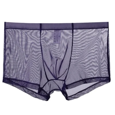 Image of lclvld Men&#039;s Sexy Boxer Briefs Pants Sheer See Through Underpants Lingerie Transparent