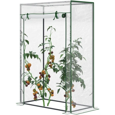 Image of Outsunny 100x50x150cm Greenhouse PVC Cover w/Zipper Roll up Door Outdoor, Transparent
